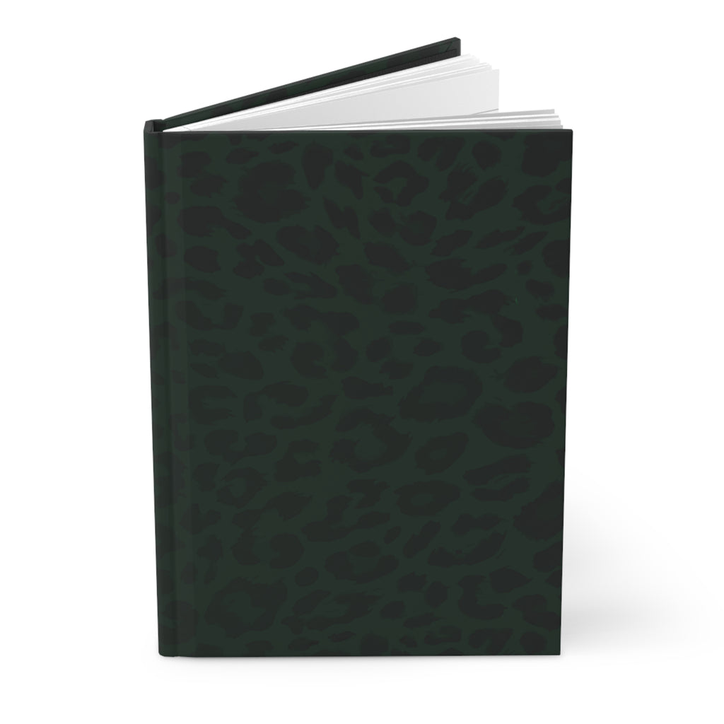 Hardcover Leopard Print Journal Matte in Dark Green